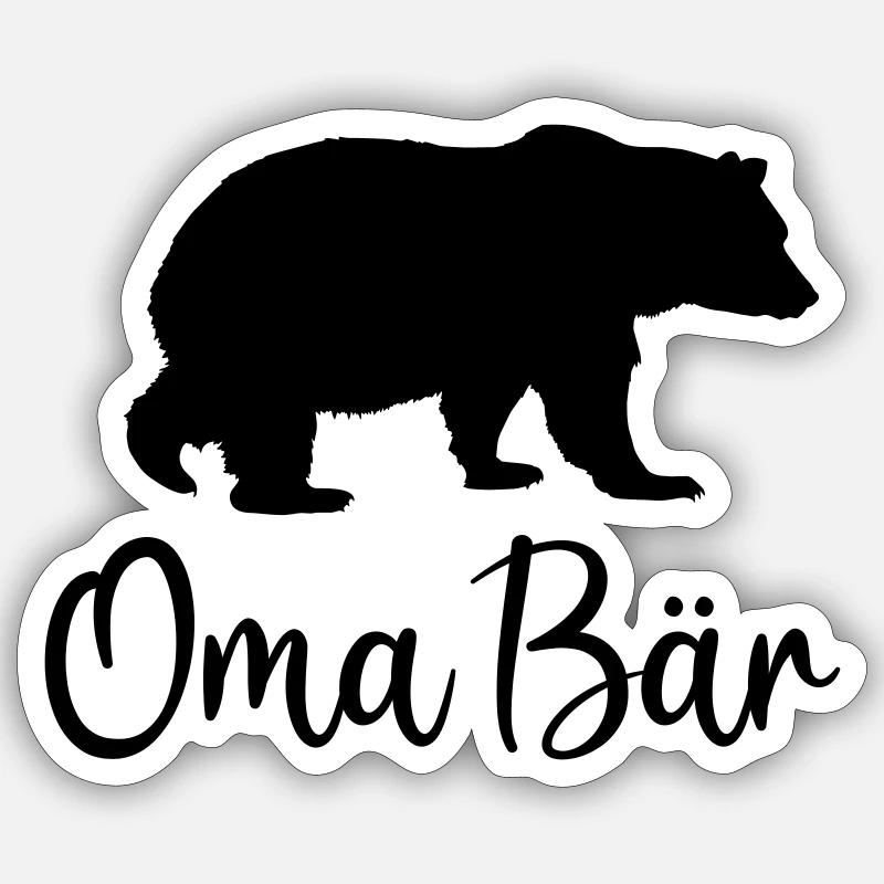 Oma Bär Beste Omi Großmutter Geschenk cool Enkel - Sticker Größe S (10 x 10 cm) - Mattweiß