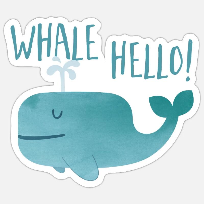 Wal Hallo - Wal - Sticker Größe S (10 x 10 cm) - Mattweiß