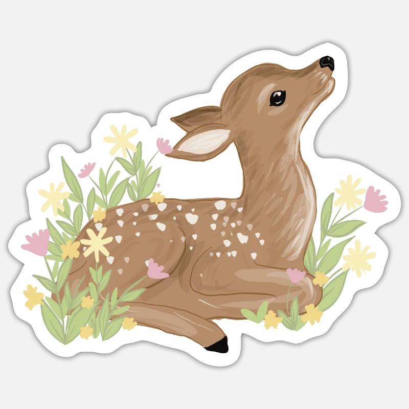 Fawn in spring Sticker size S (10 x 10 cm)