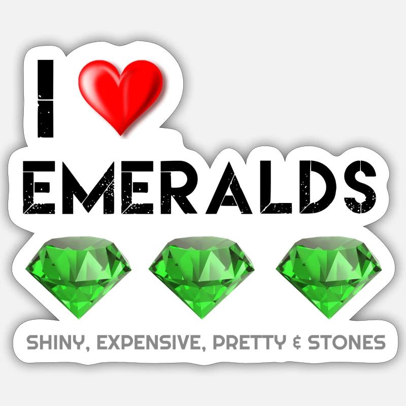 Smaragde, ich liebe Smaragde, Smaragde sind ein Mädchen b - Sticker Größe S (10 x 10 cm) - Mattweiß