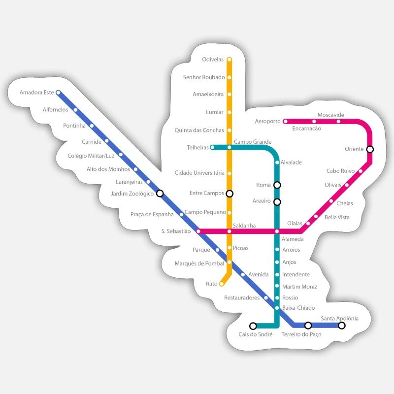 Metro Lisboa - Sticker size S (10 x 10 cm) - white matte
