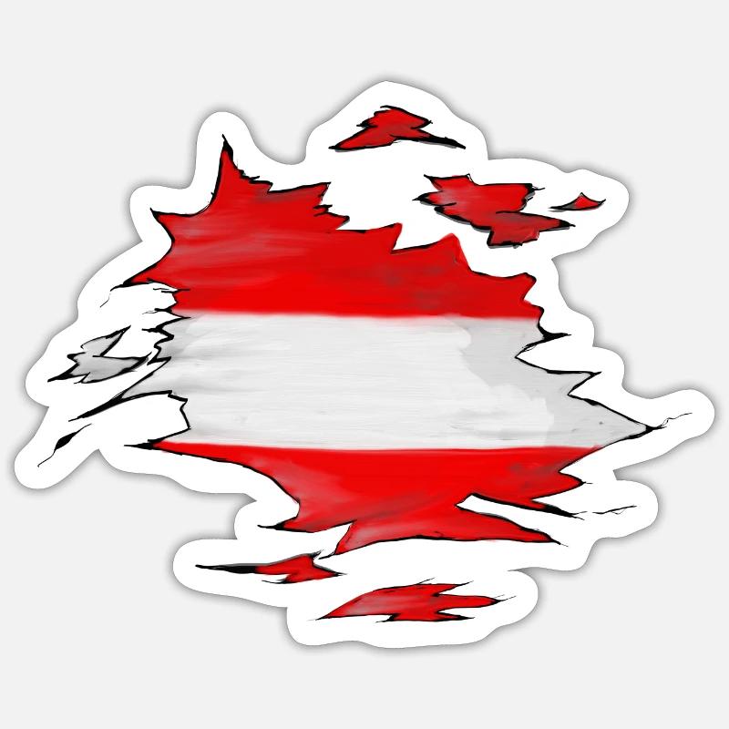 Le drapeau autrichien - Sticker taille S (10 x 10 cm) - blanc mat