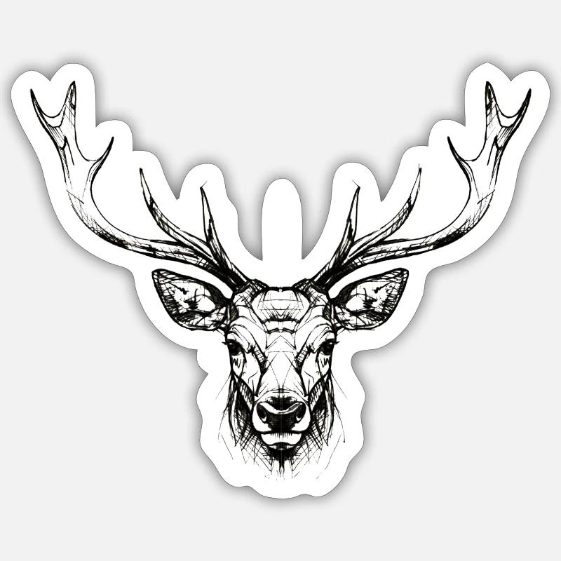 Stolzer Hirsch - Sticker Größe S (10 x 10 cm) - Mattweiß