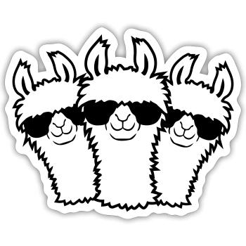 Team 3 Lama - Sticker Größe S (10 x 10 cm) - Mattweiß - Vorne