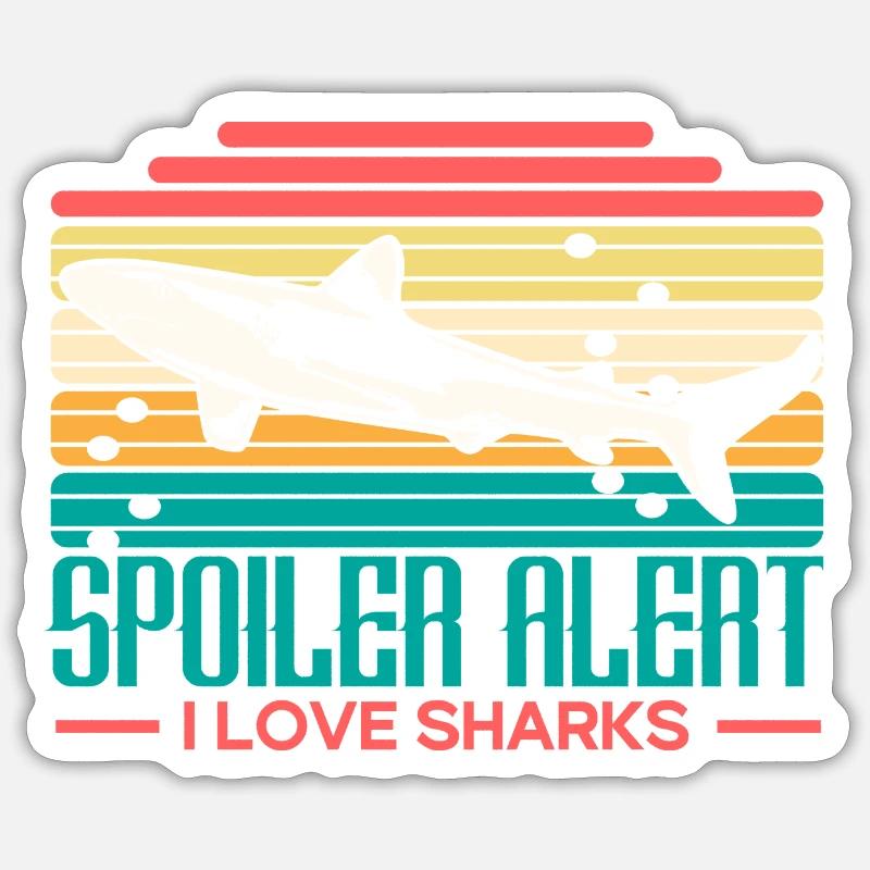 Requin Prédateur Idée cadeau - Sticker taille S (10 x 10 cm) - blanc mat