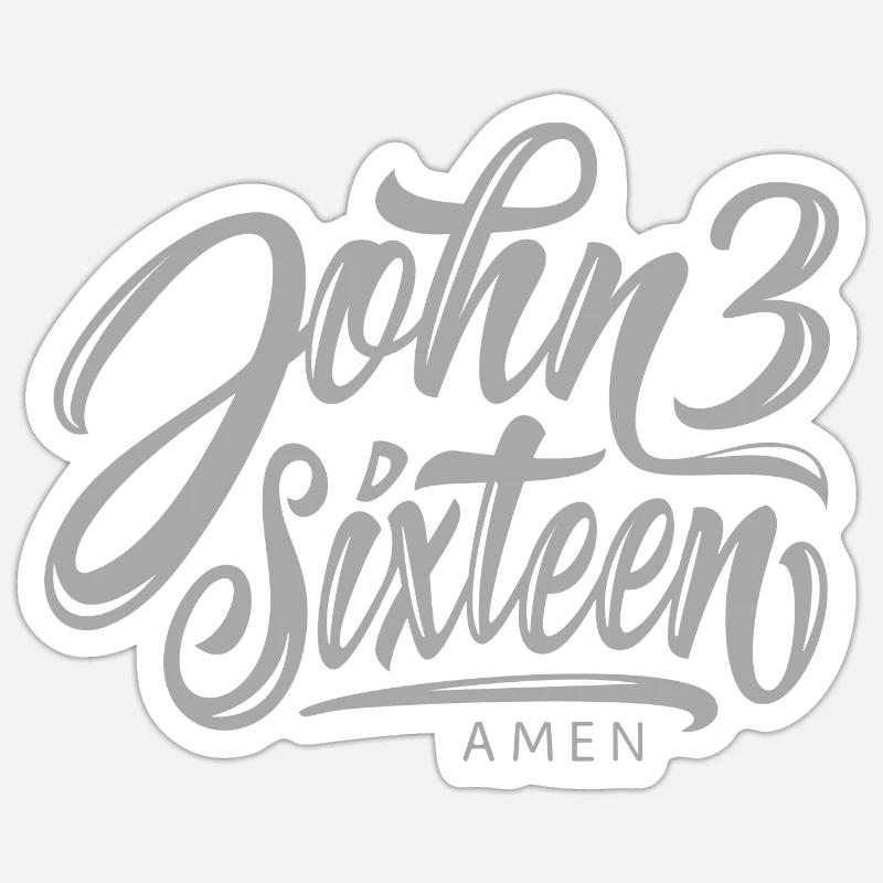 John 3-16 - Sticker Größe S (10 x 10 cm) - Mattweiß