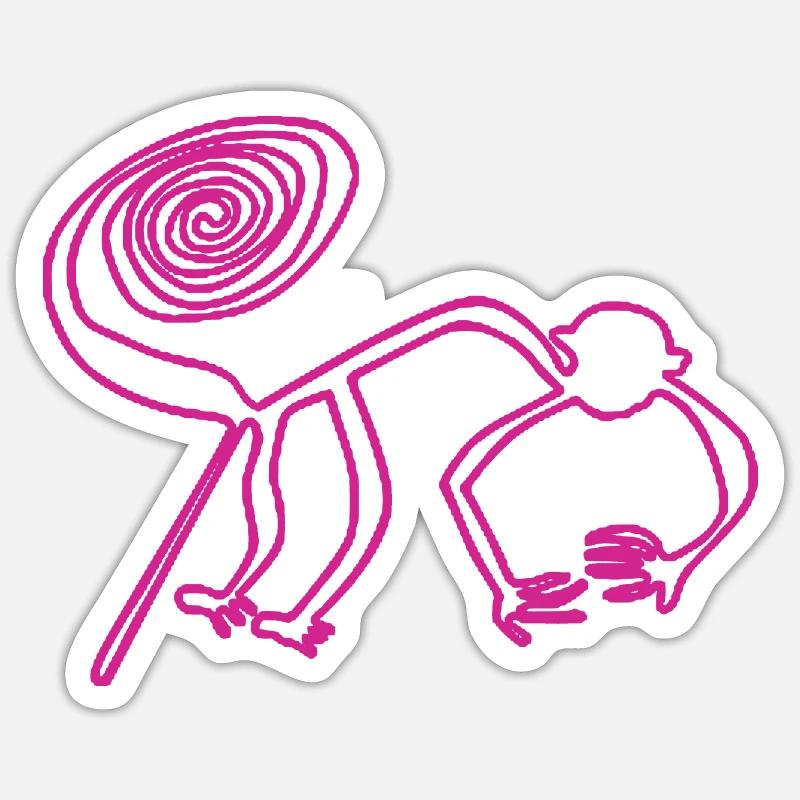 Monkey Nazca Rose - Sticker size S (10 x 10 cm) - white matte