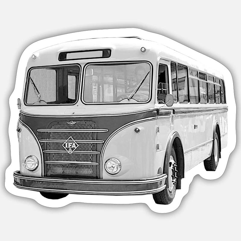 Bus IFA H6B Werdau DDR Oldtimer Ostalgie - Sticker Größe S (10 x 10 cm) - Mattweiß
