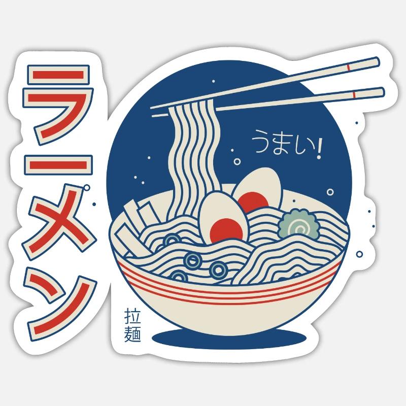 Cuisine japonaise - Sticker taille S (10 x 10 cm) - blanc mat