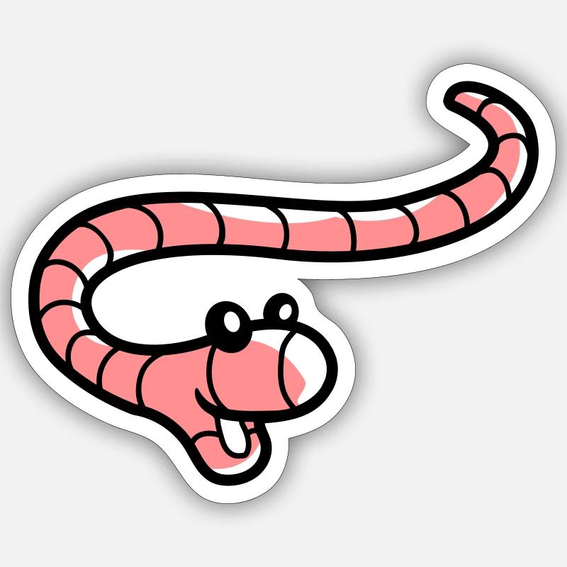 Petit ver joyeux - Sticker taille S (10 x 10 cm) - blanc mat