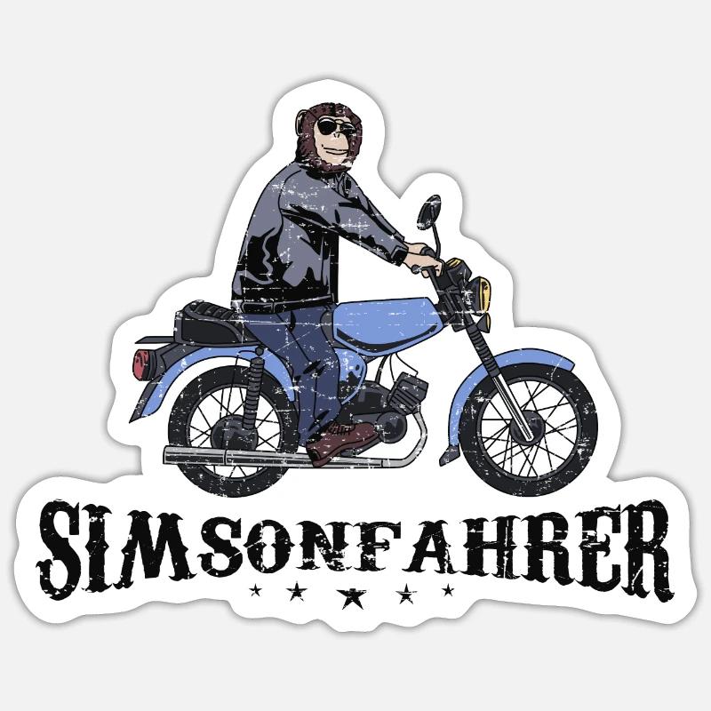 Simsonfahrer Cooler Affe m. Simson DDR Retro Mofa Sticker Größe S (10 x 10 cm)