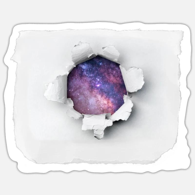 Papier déchiré - Univers - Sticker taille S (10 x 10 cm) - blanc mat