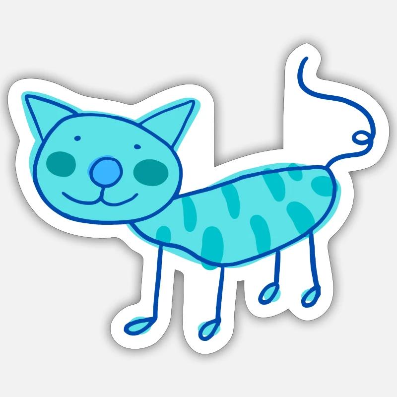 Doux chat de chat d’enfants en couleur Sticker taille S (10 x 10 cm)