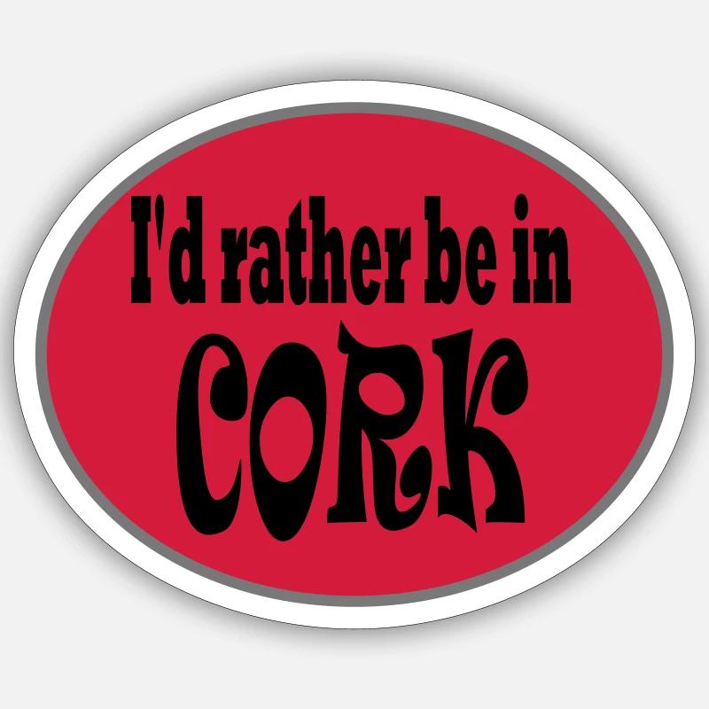 id rather be in cork - Sticker size S (10 x 10 cm) - white matte