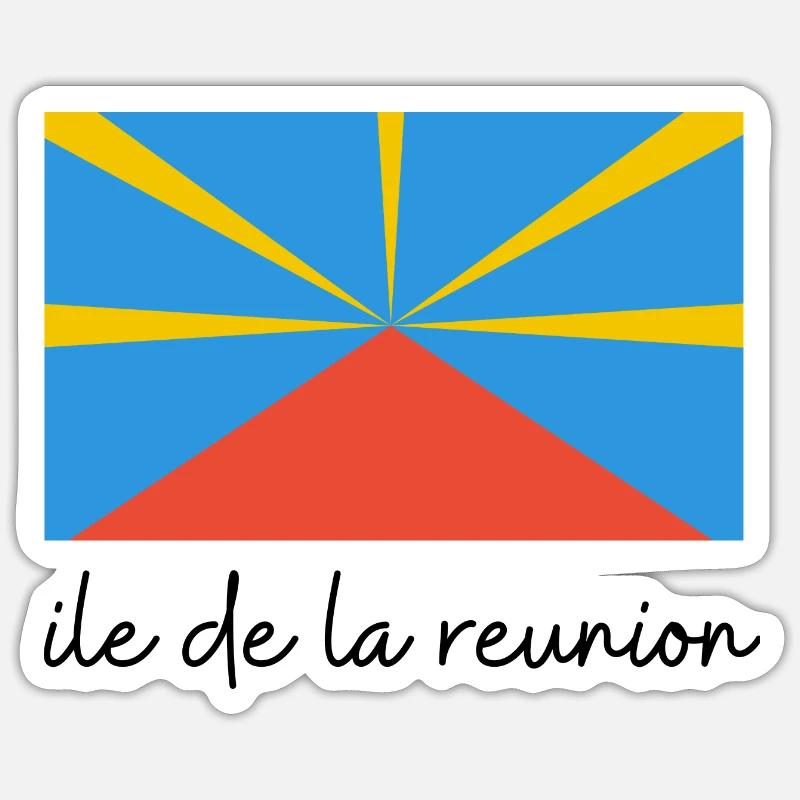 Drapeaux ile de la reunion - Sticker taille S (10 x 10 cm) - blanc mat