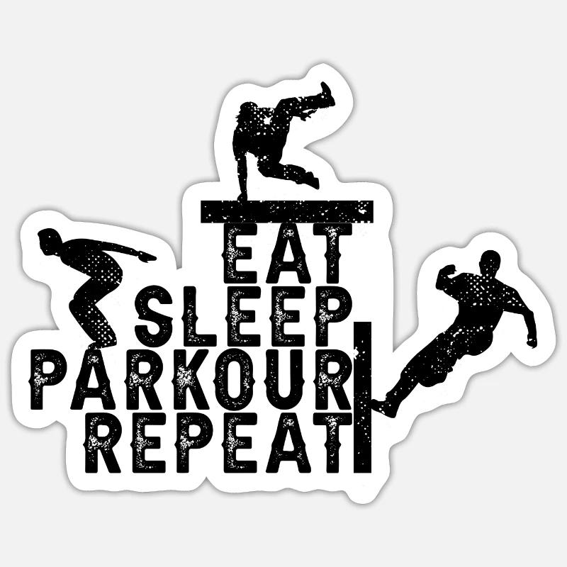 Cycle de Parkour - Sticker taille S (10 x 10 cm) - blanc mat