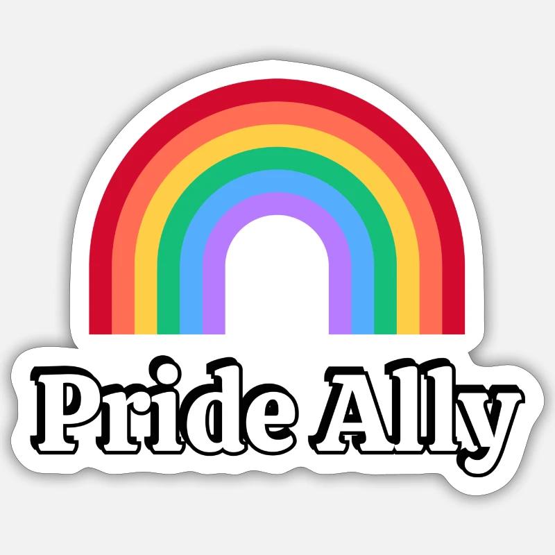 Stolzer Verbündeter Regenbogen - Sticker Größe S (10 x 10 cm) - Mattweiß