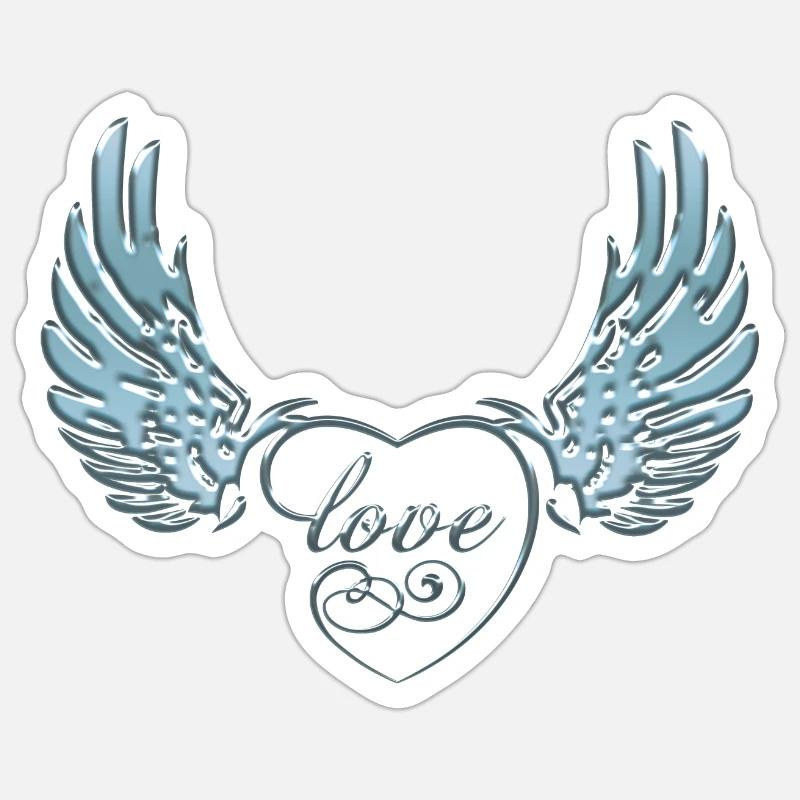 Ailes d’amour - Sticker taille S (10 x 10 cm) - blanc mat