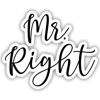 Mr.Right - Sticker Größe S (10 x 10 cm) - Mattweiß - Vorne