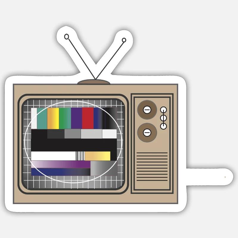 Retro TV Testbild Muster - Sticker Größe S (10 x 10 cm) - Mattweiß