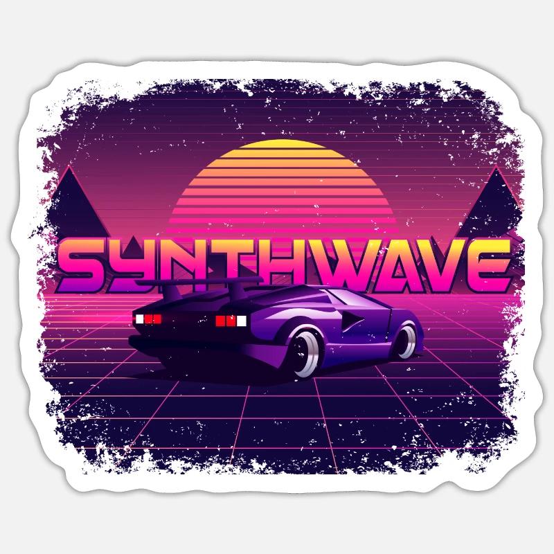 80‘s Synthwave Car Design 🎹🚘 Sticker Größe S (10 x 10 cm)