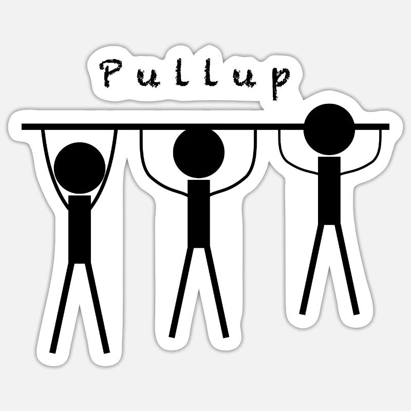 Pullup | Klimmzug | Sport | Workout - Sticker Größe S (10 x 10 cm) - Mattweiß