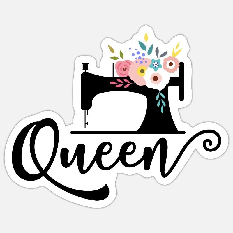 Couture Queen / Machine à coudre / couture - Sticker taille S (10 x 10 cm) - blanc mat