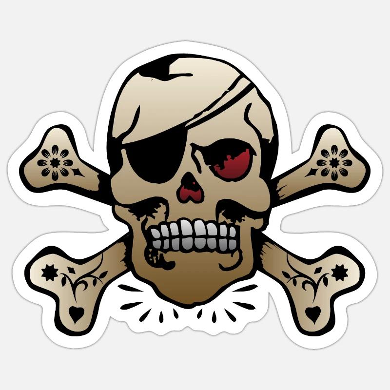 Knochen Kopf des Todes Schädel alte Schule Tattoo Sticker Größe S (10 x 10 cm)