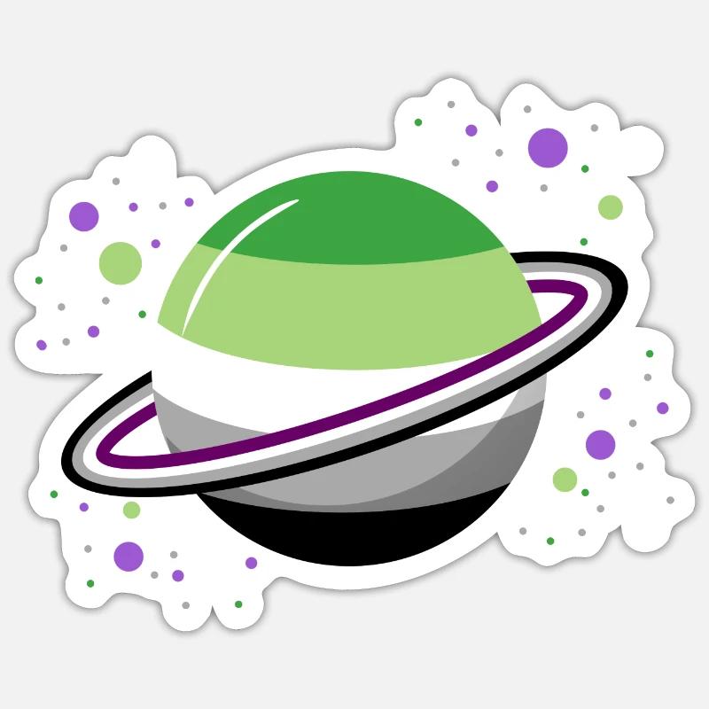 Planète spatiale asexuée aromatique - Sticker taille S (10 x 10 cm) - blanc mat