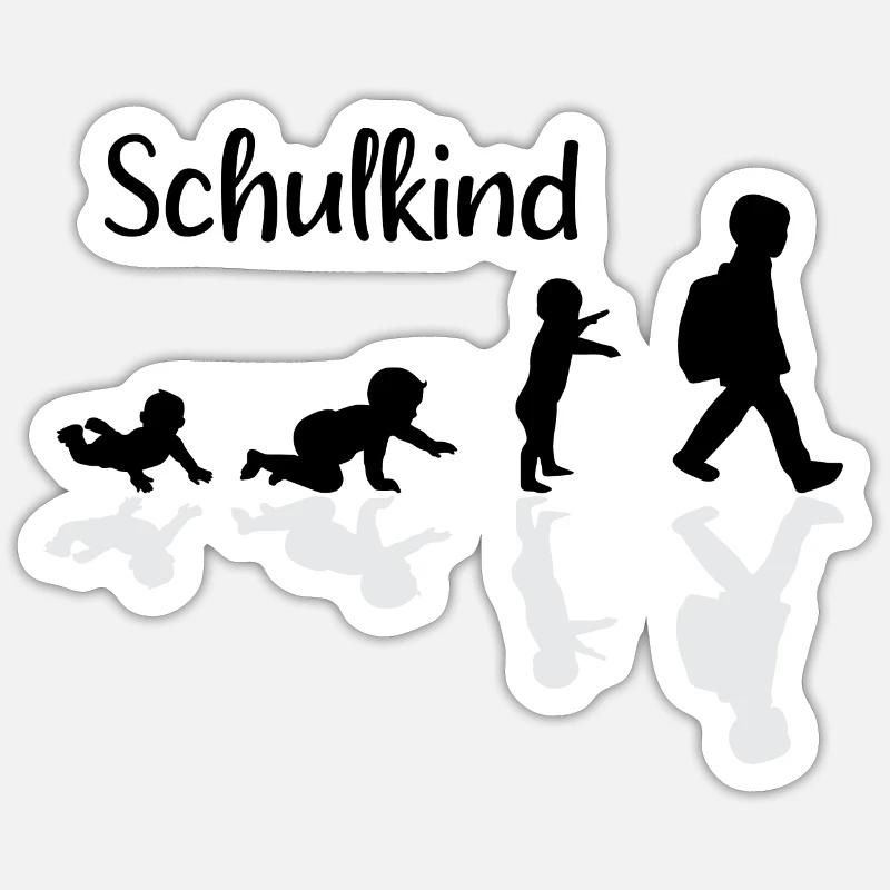 Schulkind Evolution Erstklässler Schule Sticker Größe S (10 x 10 cm)