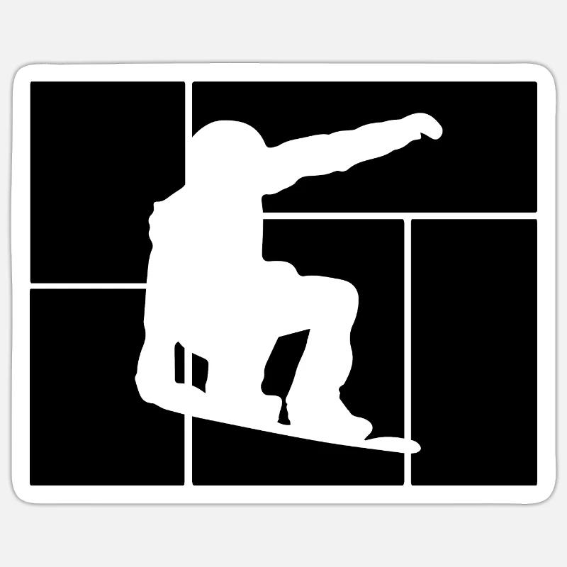 Snowboard Snowboarder - Sticker taille S (10 x 10 cm) - blanc mat