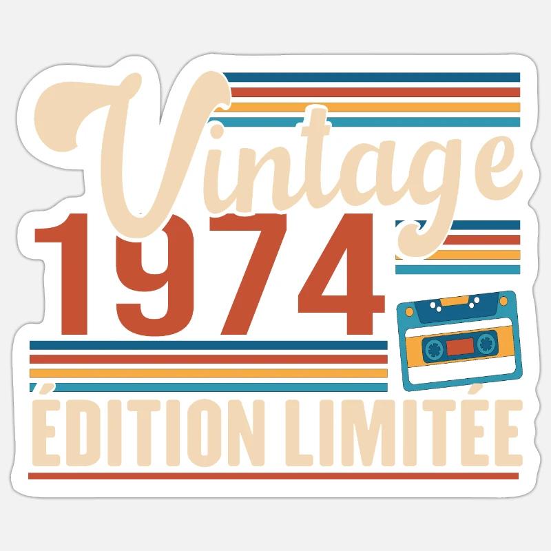 Vintage 1974 Edition Limitée - Sticker taille S (10 x 10 cm) - blanc mat