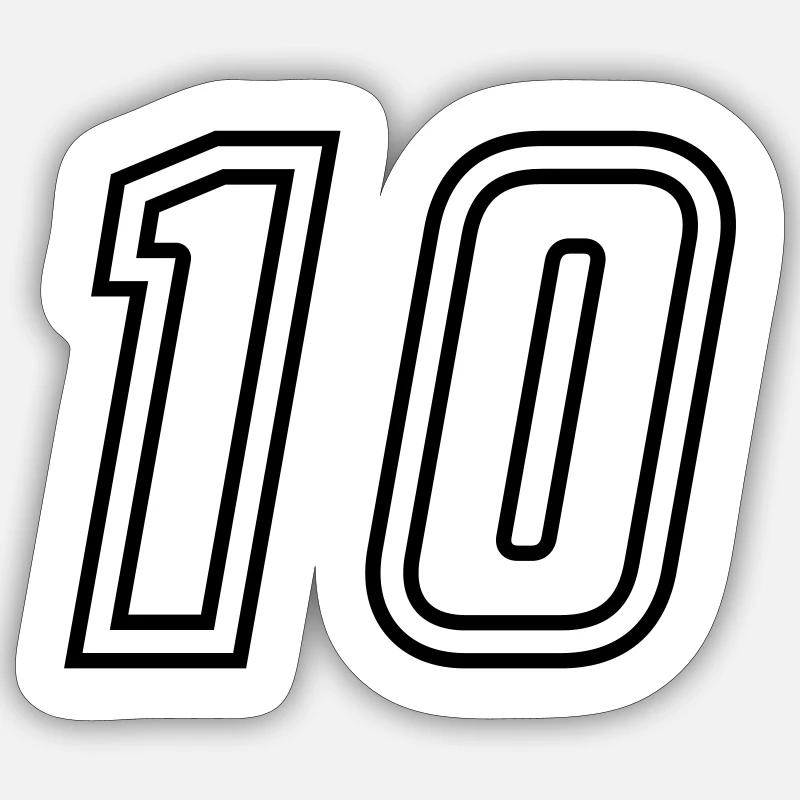 10 Numéro - Sticker taille S (10 x 10 cm) - blanc mat