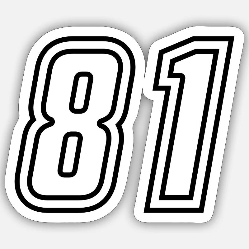 Numéro 81 - Sticker taille S (10 x 10 cm) - blanc mat