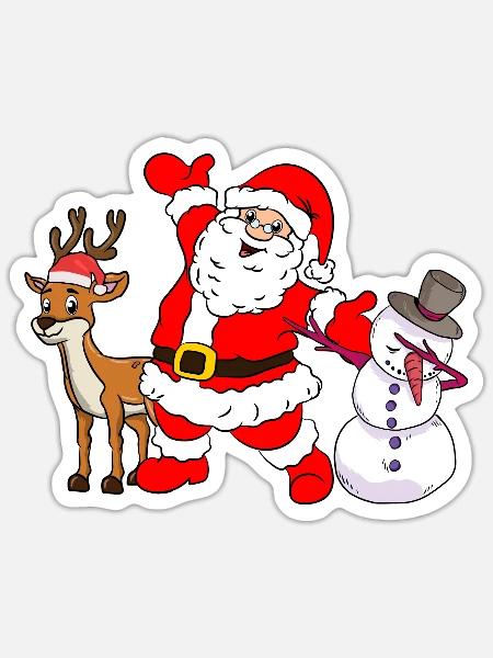 WEIHNACHTSMANN & SCHNEEMANN by The Manzanita´s - Sticker Größe S (10 x 10 cm) - Mattweiß