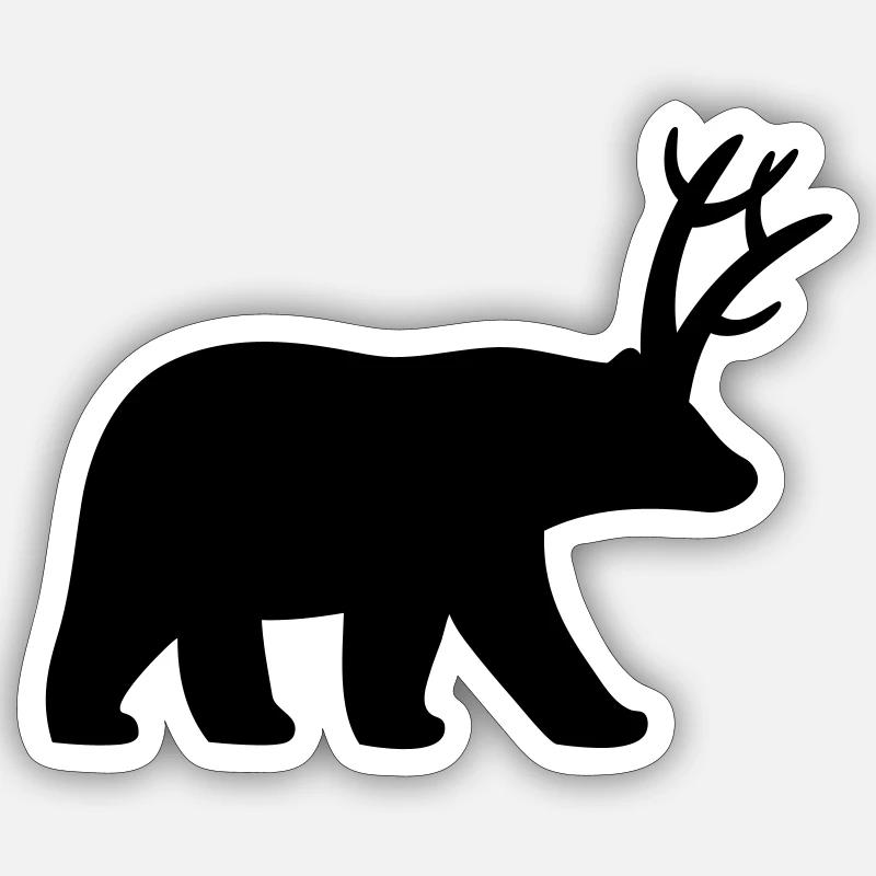 Deer and bear - Sticker size S (10 x 10 cm) - white matte