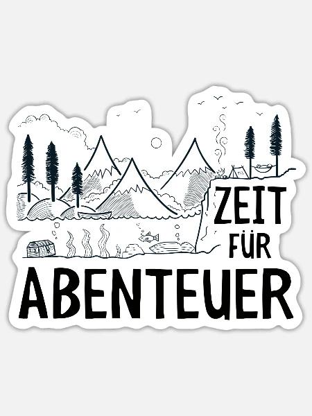 Zeit für Abenteuer Outdoor Zelten Camping - Sticker Größe S (10 x 10 cm) - Mattweiß