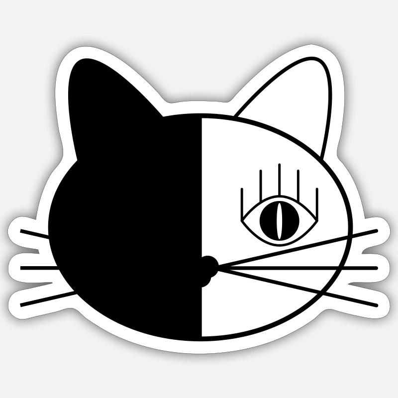 Black and White Kitty Sticker Größe S (10 x 10 cm)