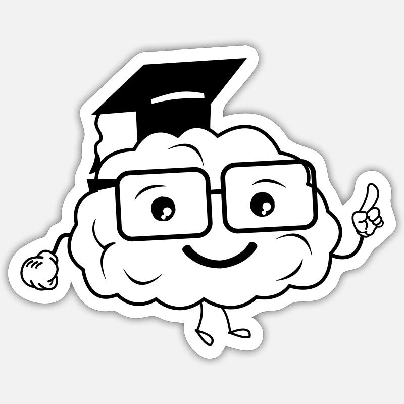 cerveau intelligent - Sticker taille S (10 x 10 cm) - blanc mat
