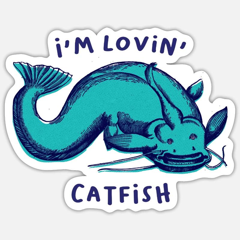 Ich bin Lovin' Catfish - Sticker Größe S (10 x 10 cm) - Mattweiß