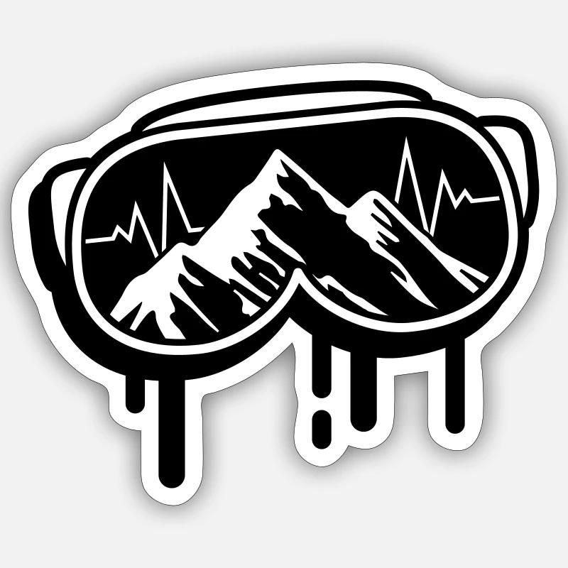 ski brille puls - Sticker Größe S (10 x 10 cm) - Mattweiß
