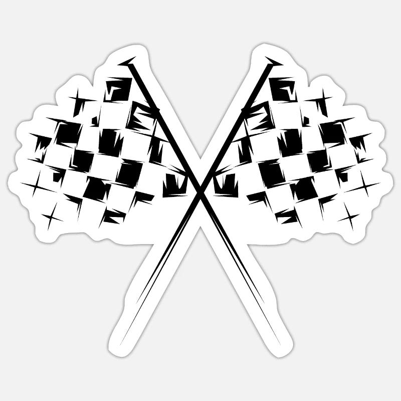 Icône du drapeau de course Illustration Icône du drapeau à damier Sticker taille S (10 x 10 cm)