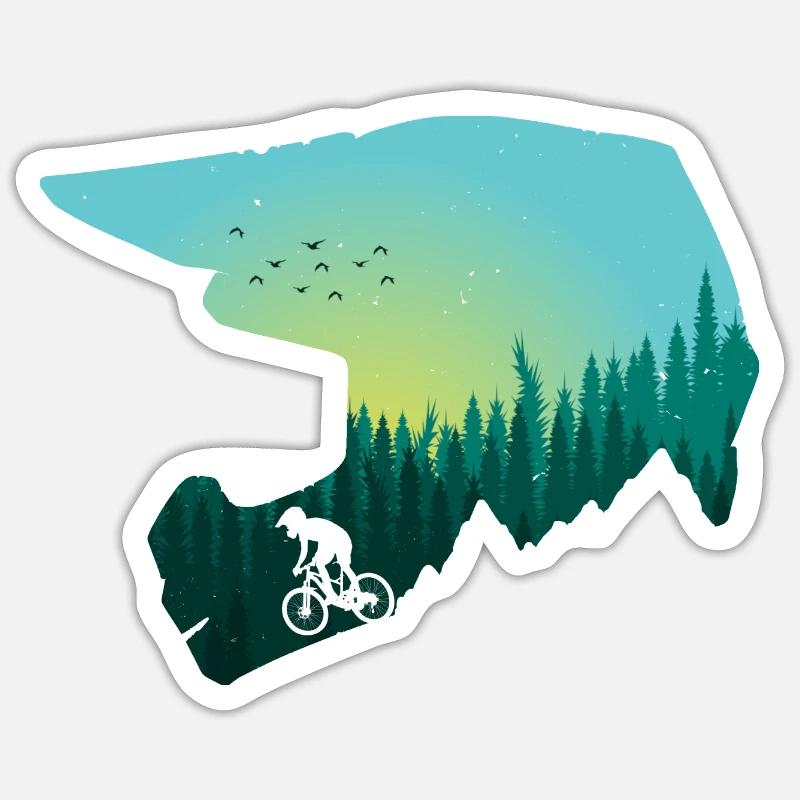 Downhill Trail MTB Forest Design - Sticker formato S (10 x 10 cm) - bianco opaco