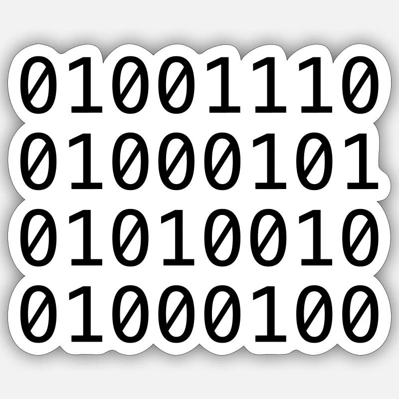 Code binaire (NERD) - Sticker taille S (10 x 10 cm) - blanc mat