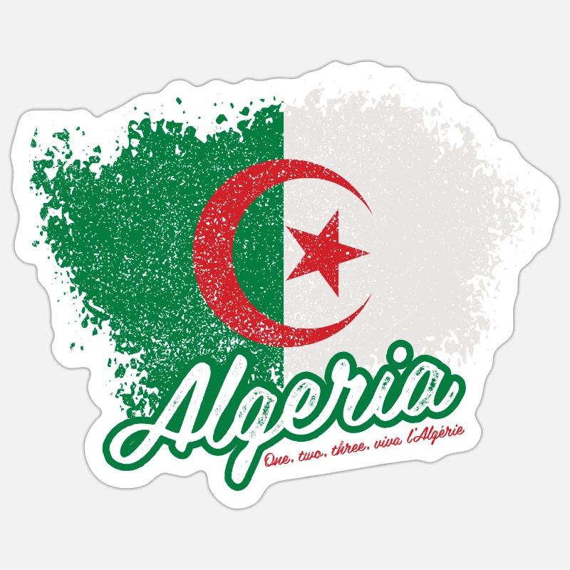 One, two, three, viva l'Algérie - Sticker taille S (10 x 10 cm) - blanc mat