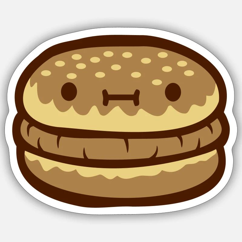 Cheeseburger mignon visage - Sticker taille S (10 x 10 cm) - blanc mat