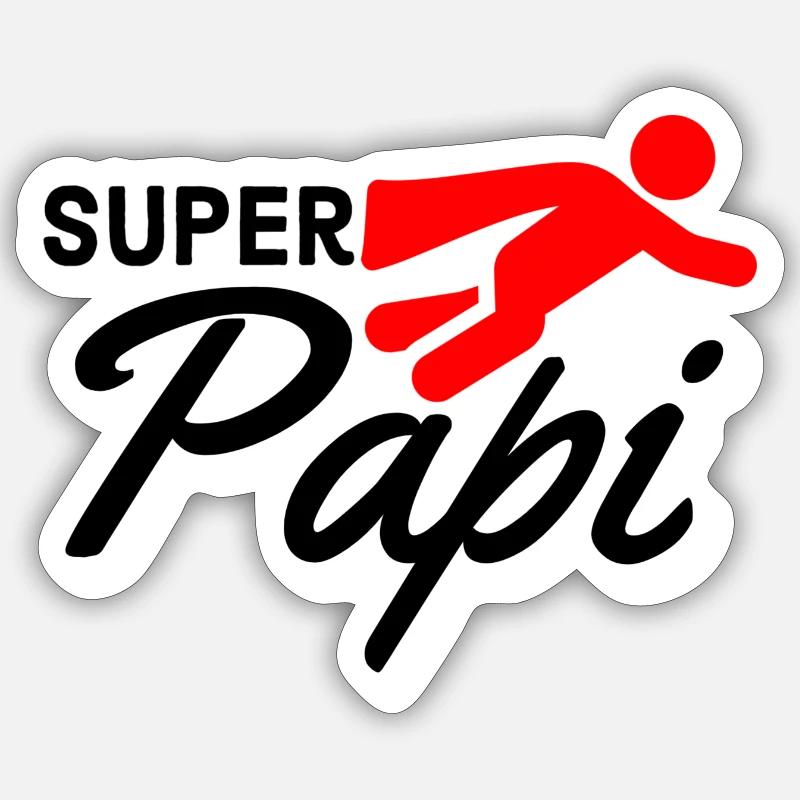 Super Papi Text mit Figur flieger rot Geschenkidee Sticker Größe S (10 x 10 cm)