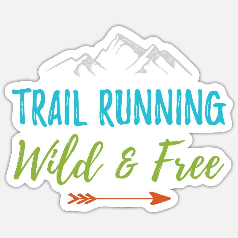 Trail Running – Sauvage et gratuit - Sticker taille S (10 x 10 cm) - blanc mat