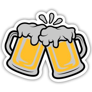 Bier Krüge anstoßen - Sticker Größe S (10 x 10 cm) - Mattweiß - Vorne