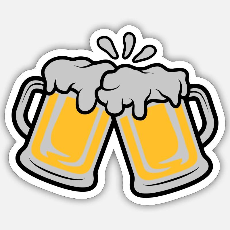 Cruches à bière grillée - Sticker taille S (10 x 10 cm) - blanc mat